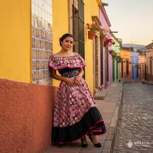 Mexican two piece dress out of print fabric one size